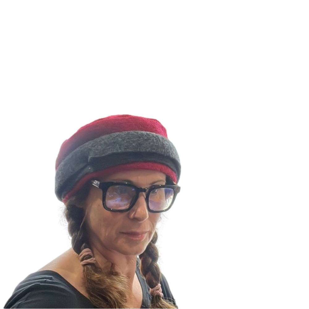 Vintage Red  Wool Pill BoxWinter Hat